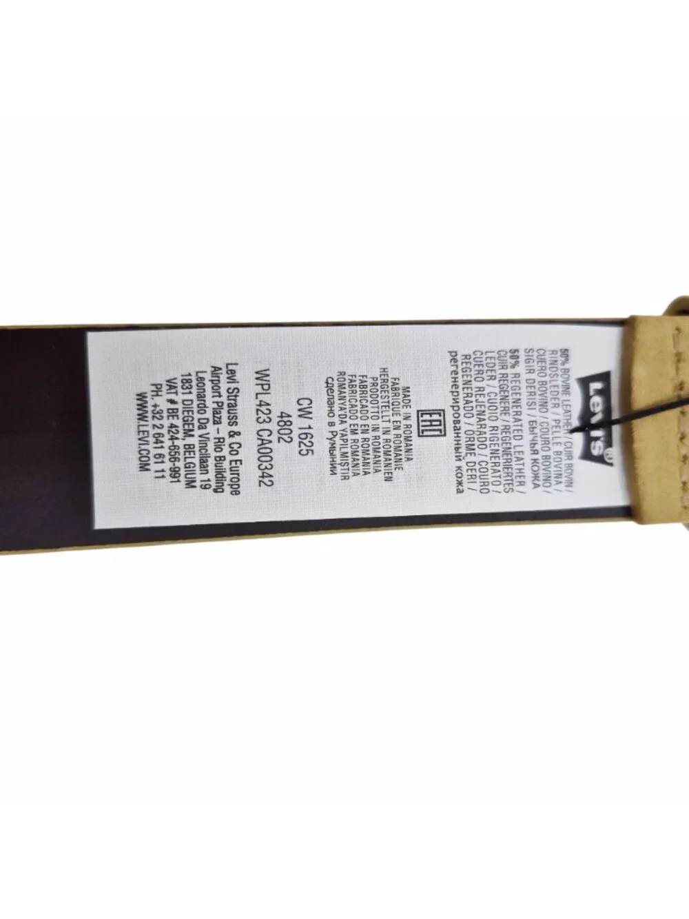 Levis High-low Tan Suede Leather Belt With Beige Tone Buckle Womens Size S